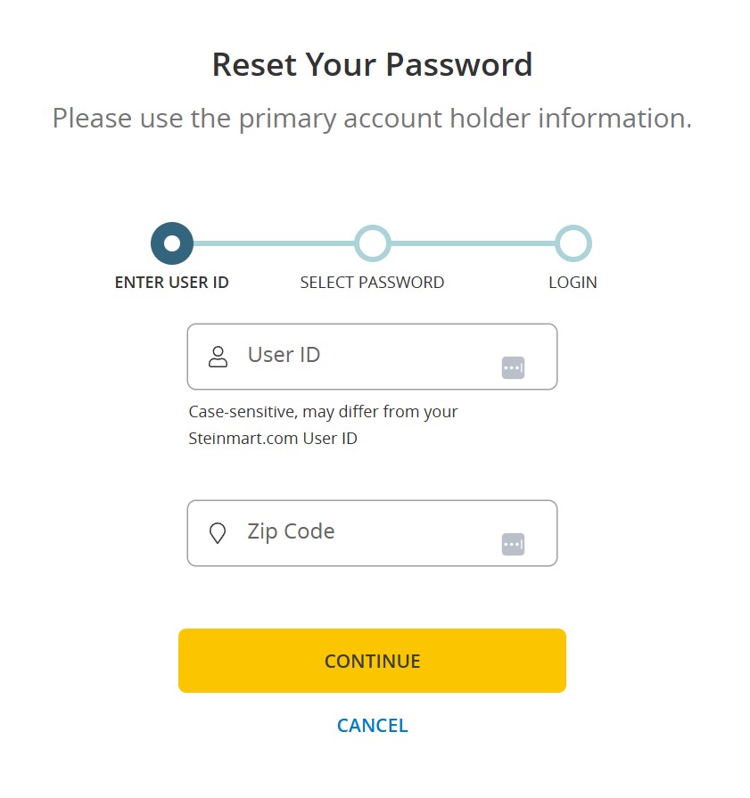 Stein credit card forgot password