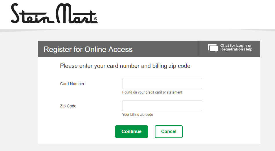 Stein credit card registration